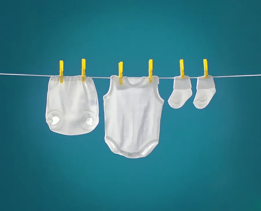 Linge propre sur un fil