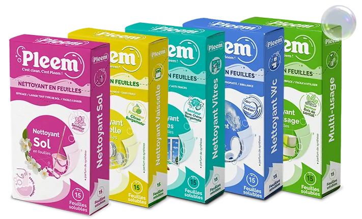 Gamme de 5 nettoyants Pleem colorés